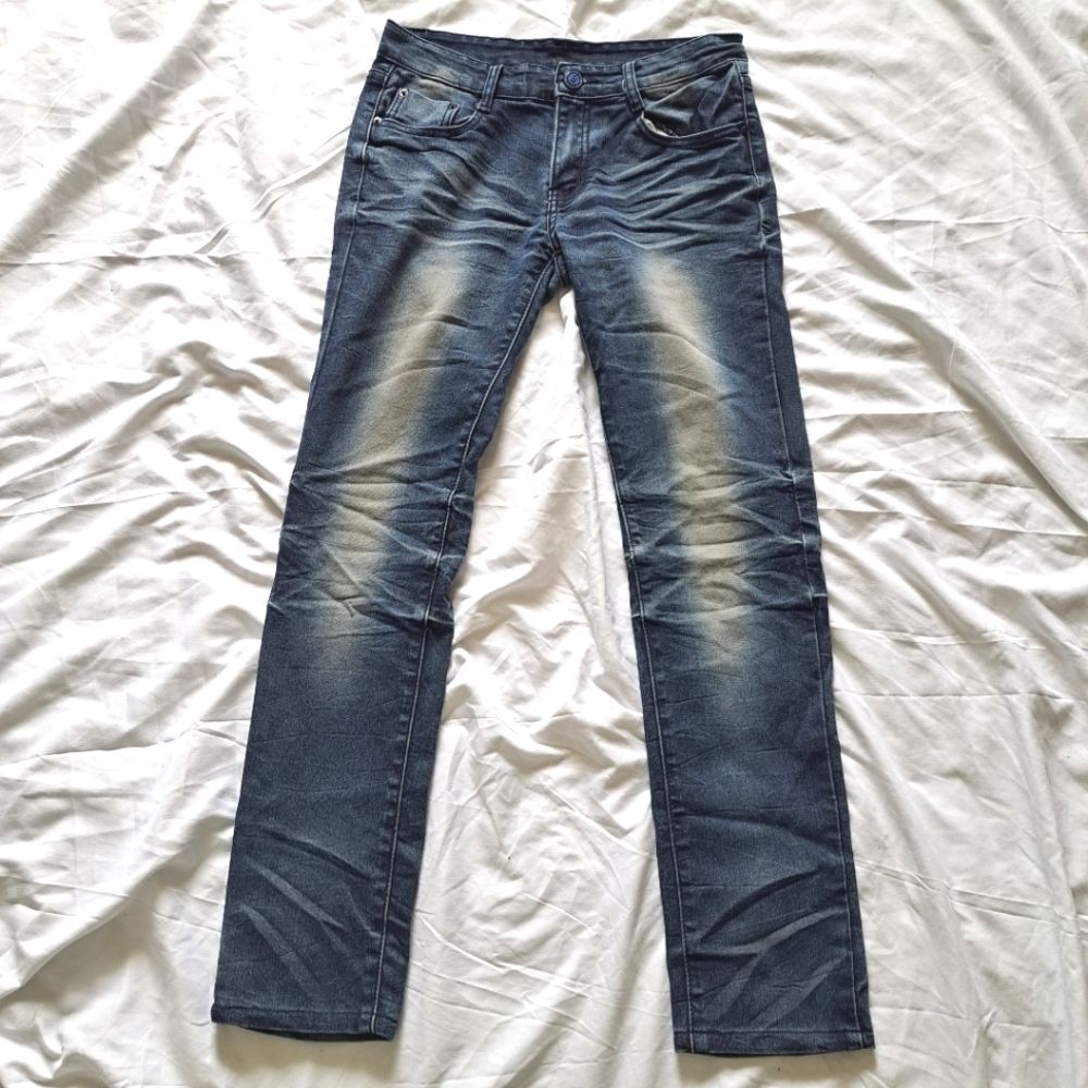 YaZiPai | Dark Blue styled fade with embroidered start women's skinny Jean
